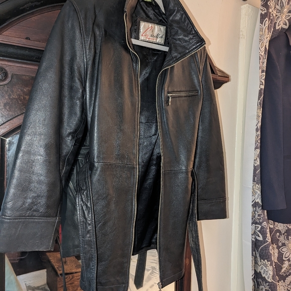 Here & Now New York Vintage Black Full Zip Heavy Weight Leather Jacket Size M - Picture 3 of 15